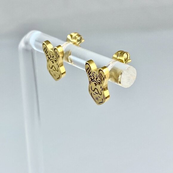Tiny French Boxer Stud Earrings Stainless Steel - Picture 4 of 8